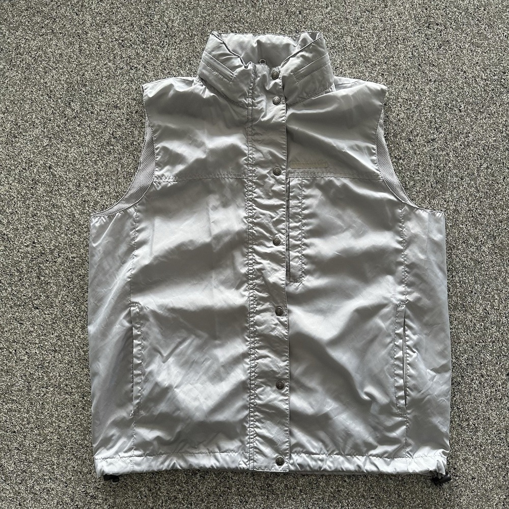 Lauren Ralph Lauren Vest Women's S Vintage Windbreaker LRL Grey Packable Hood
